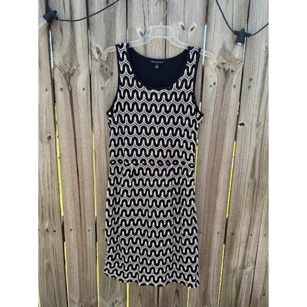 Banana Republic Womens Black White Geometric Wave Crochet Sheath Dress Size 12